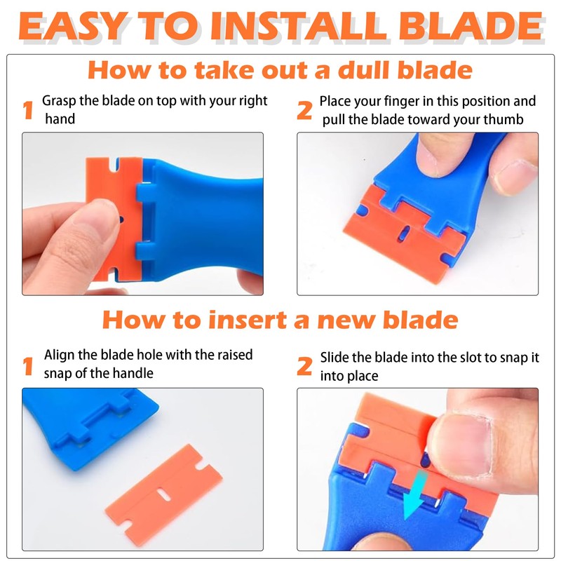 2PCS Plastic Scraper with 100 Plastic Blades, Multipurpose Plastic Scraper