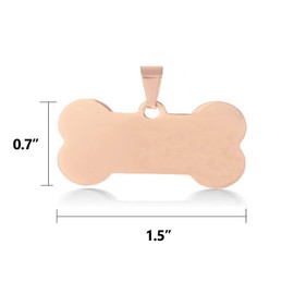 Stainless Steel Pet ID Tags Rose Gold Blank Charms Bone Dog ID Tags Pet Collar Name Accessories 1.5"x0.7", 5 Pieces