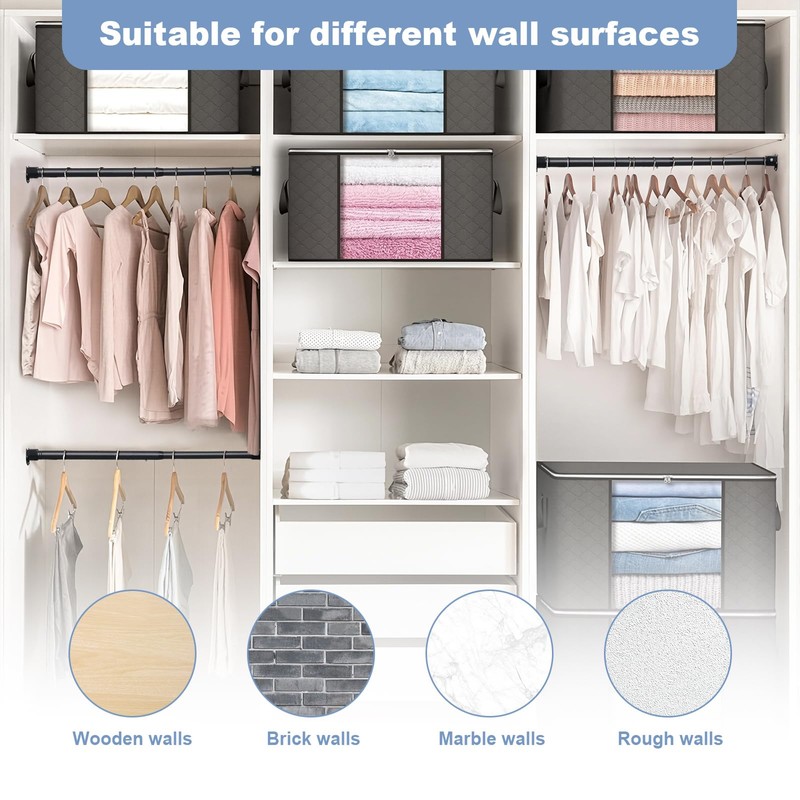Closet Rods For Hanging Clothes,17-99 Inches Stepless Spring Adjustable Closet