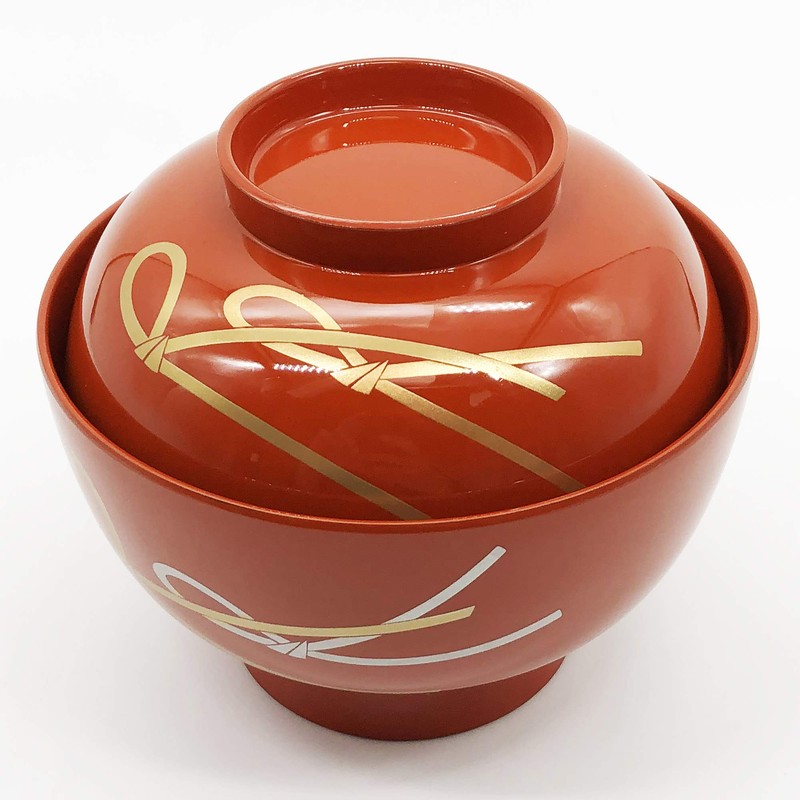 Maeju Lacquerware 3T-419 4.5 Zoni Bowl Knotted Soarai Vermilion