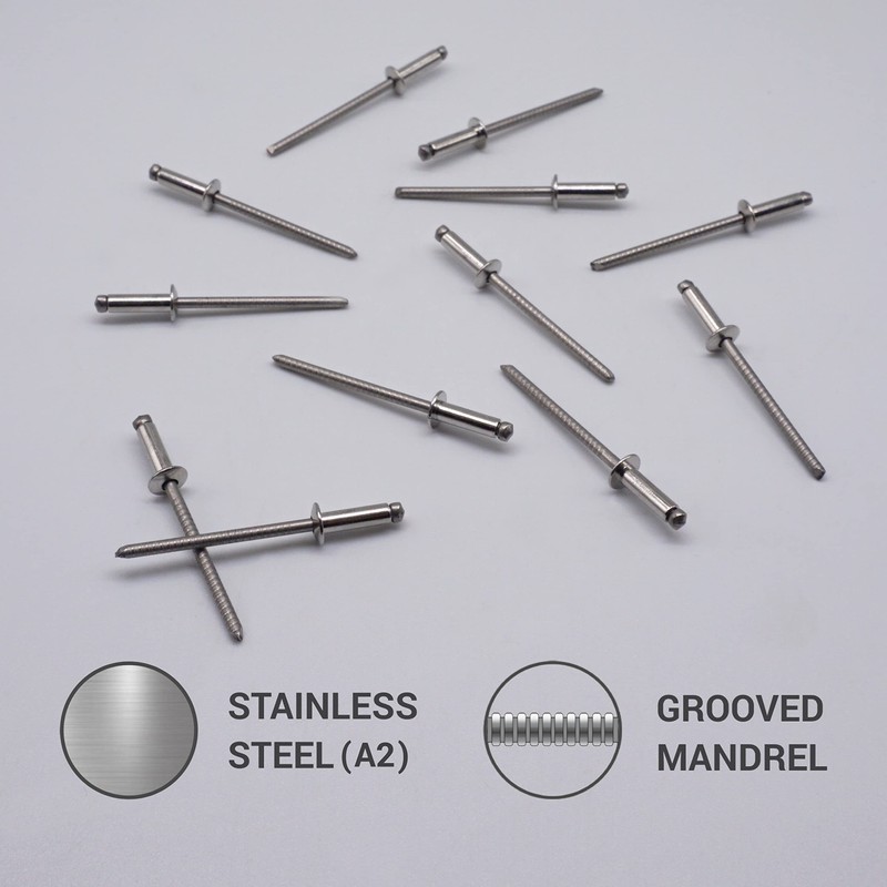 (Pack of 100) Stainless Steel Blind Rivets 3.2 x 10