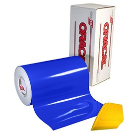 VViViD ORACAL 651 Multi-Colored Vinyl Solvent-Based Adhesive-Backed Calendared Wrap Decals w/Yellow Multi-Purpose Squeegee (12x 5ft, Brilliant Blue)