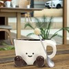 1pc 11.83oz Cute Little Feet Ceramic Cup with Spoon, Underglaze