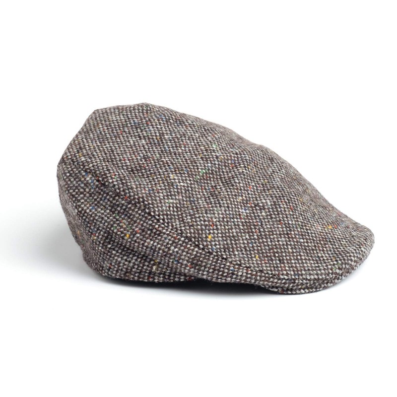 Hanna Hats Donegal Touring Cap Tweed Hat, Grey Salt and