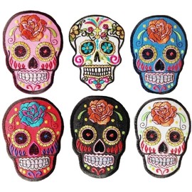 Rockabilly patch Skull patch skull patches for clothes patches set of 6 pcs