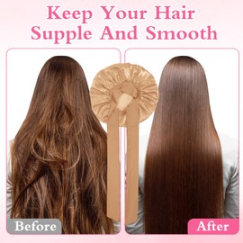 Yuanchu Satin Bonnet for Sleeping Women, Soft Adjustable Elasticity Band Satin Cap for Sleeping, Double Layer Satin Lined Hair Bonnet with Tie Band for Women Curly Hair(Gold)