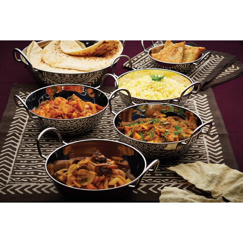 KitchenCraft World of Flavours Balti Style Rice Bowl, Stainless Steel,