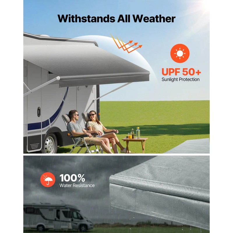 Heavy-Duty 18 oz Weatherproof Vinyl Camper Awning Fabric Replacement RV