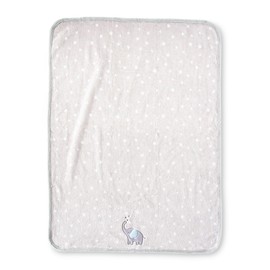 Appliqued Elephant Soft Baby Blanket – Plush for Boys and Girls, Gray and White Toddler Blanket 30" x 40", Kids Blanket, Gender Baby Machine Washable.