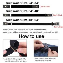 SJBAUTYO 4 Pieces Elastic Belt Without Buckle, Stretch Belt Invisible for Men and Women, black, L