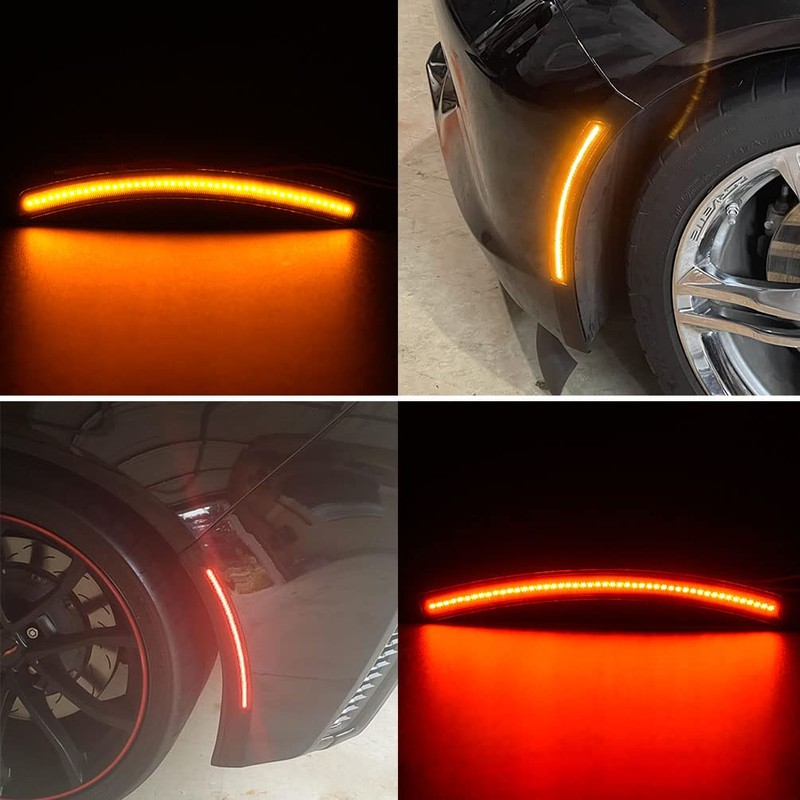 NJSBYL Smoked Lens Corvette C7 LED Front Rear Side Marker