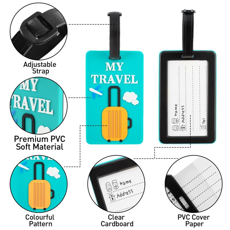 TamBee Luggage Tags 4pcs Suitcases Luggage Tags Labels Travel Suitcase