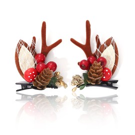 Bartosi Christmas Hair Clips Reindeer Hair Clip Cosplay Hairpin Decorative Bobby Pins Christmas Hair Accessories for Adults and Children (Pack of 2)