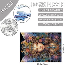 1000 Pieces Flower Fairy Girl Puzzles for Adults Modern Portraits Jigsaw Puzzle for Challenging Family Activity Games, Colorful Jigsaw Puzzles for Decorative Gifts