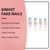 SINHOT Square Press on Nails Medium - Green White Crocodile