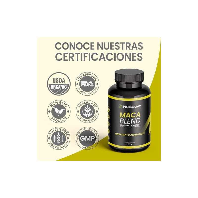 NuBoost Maca Peruana 1000 mg - 200 Cápsulas - Maca