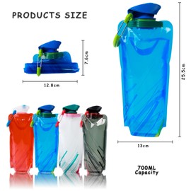 Gxhong 4 x foldable water bottle, perfect for festival accessories, drinking bag and on the go, foldable water bottle, ideal as a bottle, foldable for on the go, practical and space-saving
