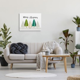 Stupell Industries Merry Christmas Greeting Modern Minimal Pine Trees, Designed by Ziwei Li Canvas Wall Art, 24 x 30, Green