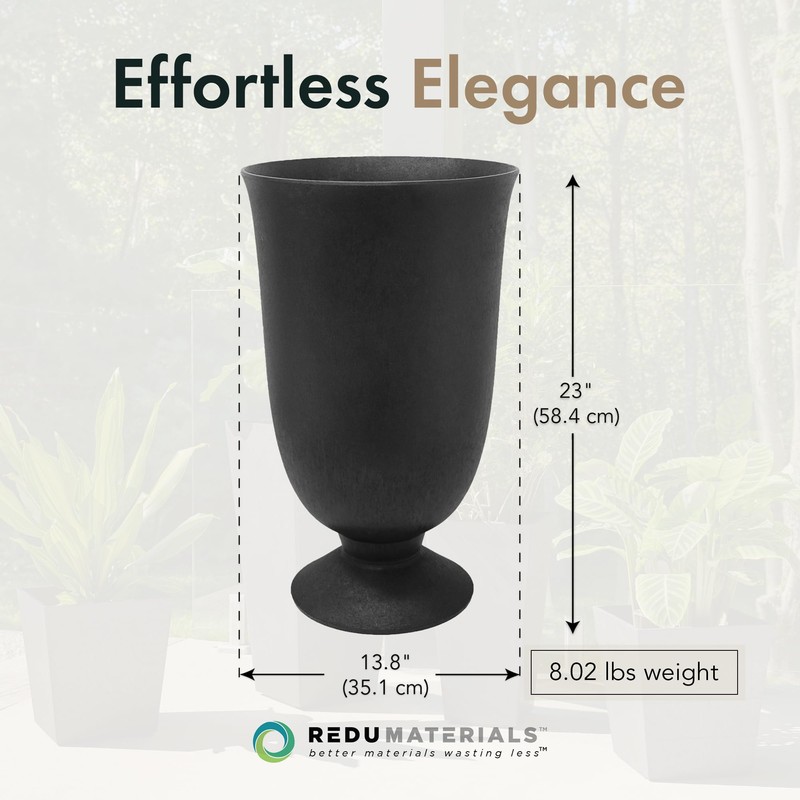 Tierra Verde Indoor & Outdoor Self-Watering Urn Planter, Cadence, 14"