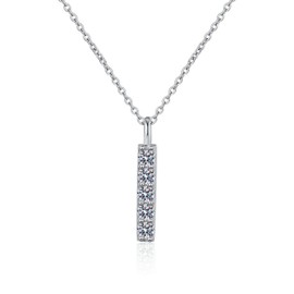 Iborov 925 Sterling Silver Long Bar Pendant Necklace 0.5ct Moissanite VVS1 Classic Jewelry Gift for Wedding Anniversary Birthday Christmas