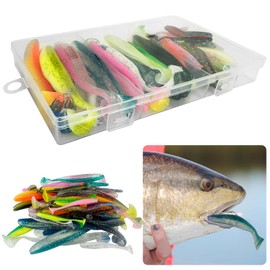 Pack of 46 Fishing Lures, Rubber Fishing Lure, Swimming Bait, Rubber Fish, Fishing Bait Kit, 6/9/12 cm Rubber Fish Set, Rubber Bait Set, Built-in Reflective Sequins for Perch Bait, Zander Trout