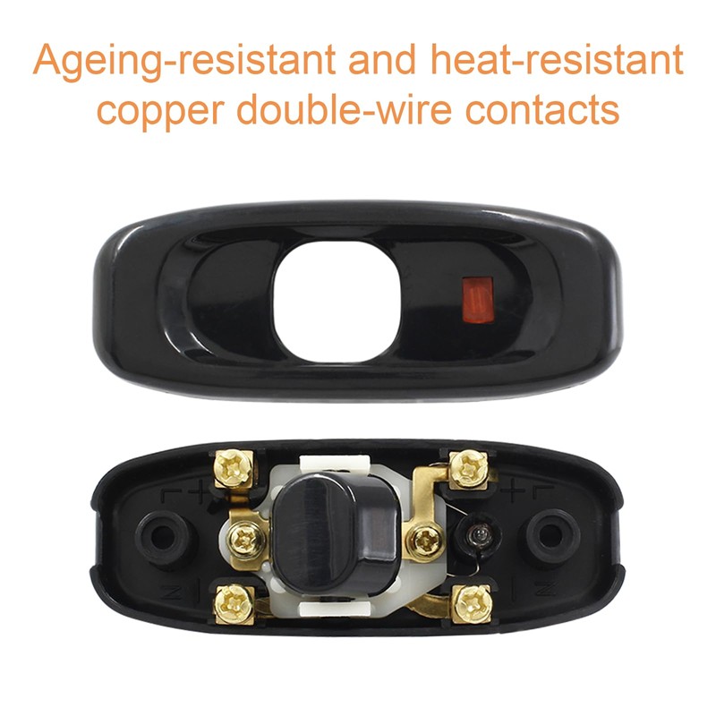 Coufce 2 Pcs 10A 250V Inline On/Off Switch, Black Light