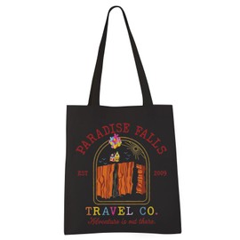 Up Movie Tote Bag Carl And Ellie Flying House Gift Movie Fans Canvas Shopping Tote Bag (BLK-PA FA 2009 tote CA)