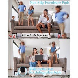 Non-Slip Furniture Pads,Solid Round Rubber Feet,12PCS 2 inch,20PCS 1",Stoppers,Self Adhesive Anti-Sliding Grippers for Bed,Couch,Table,Prevent Hardwood Floors Scratching Black