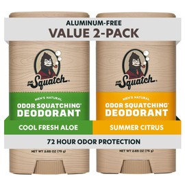 Dr. Squatch Desodorante natural para hombres, sin aluminio, Summer Citrus + Cool Fresh Aloe, 2.65 oz, 2 unidades