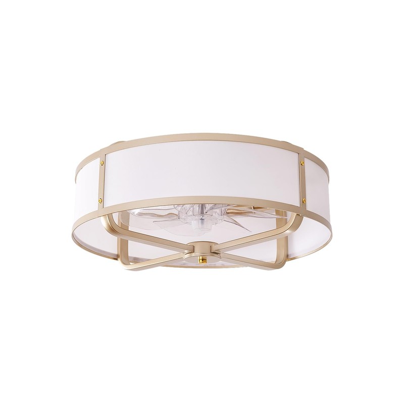 Beiduna 18" Gold Flush Mount Ceiling Fan with Light, Caged