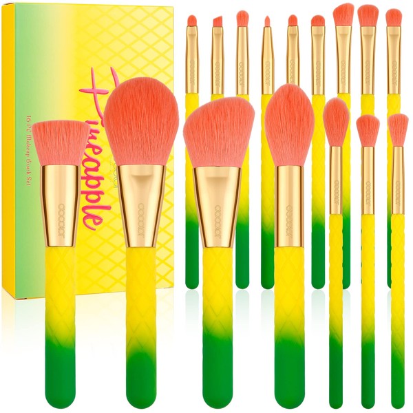 Docolor Makeup Brushes Pineapple 16 Piece Makeup Brushes Set Premium