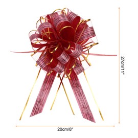 MECCANIXITY 20pcs 8 Inch Large Pull Bow Gift Wrapping Bow Ribbon Organza Wine Red for Wedding Baskets Presents Christmas Party