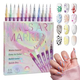 12 Colors Nail Art Pens Set, 2025 New Nail Art Markers for Gel Nails, Quickly Dry DIY Nail Doodle Pens for Home Salon