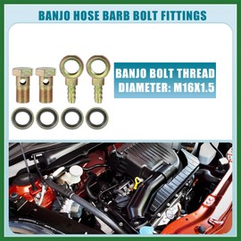 Motoforti Banjo Bolt M16x1.5 10mm Banjo Hose Barb Bolt Fittings Brake Line Fitting Adapter with Copper Washers for Motorcycle Car (Set of 2) Long-lasting