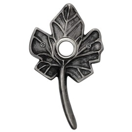 Waterwood Solid Brass Small Leaf Doorbell in Pewter - Wired & Illuminated Push Button from Environmentally Friendly Recycled Material