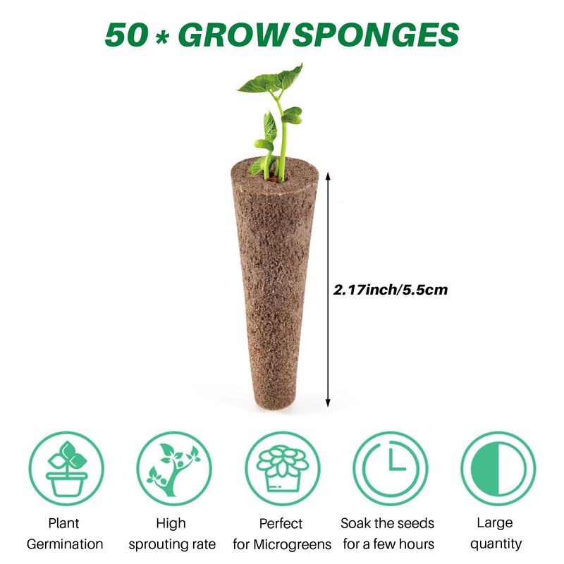 Giilayky Pack of 50 Growing Sponges, Replacement Root for Seeds,