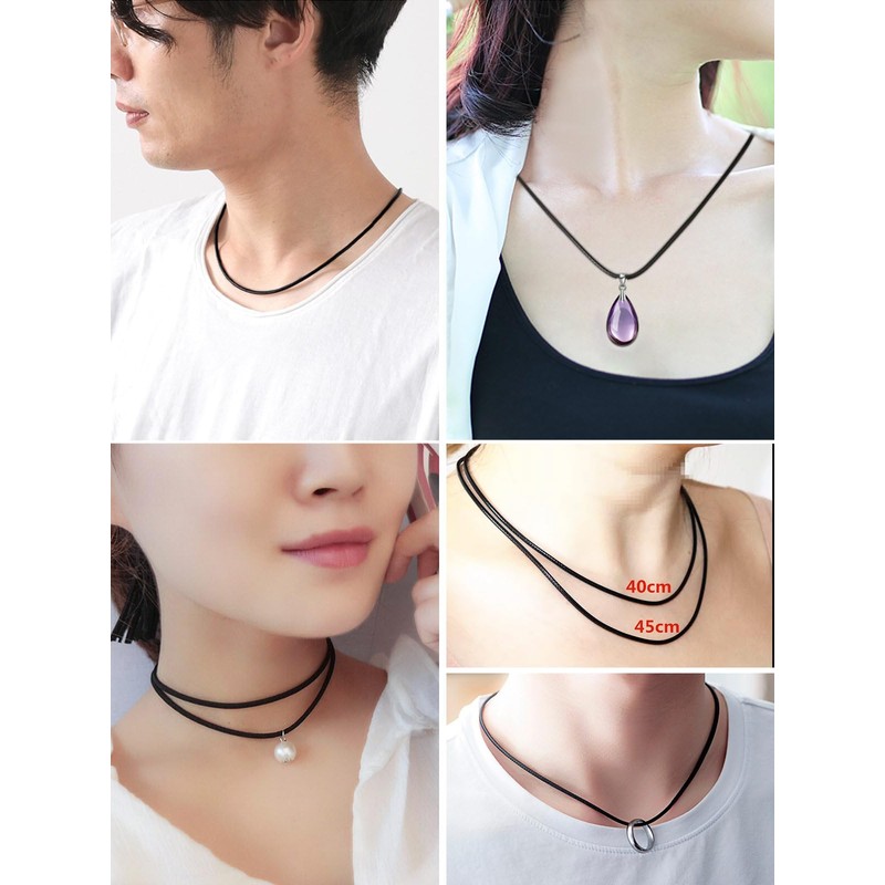 ChainsPro Women's Choker Necklace Chain Men's Black Wax Cord, Leather
