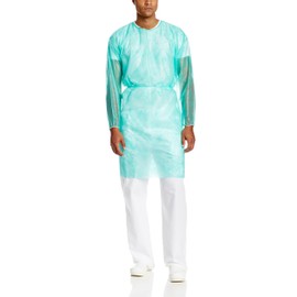 ValuMax 3230G Disposable Isolation Gown, Elastic Cuff, Tie Back, Knee Length, Splash Resistant, Green, Regular Size, Case of 50