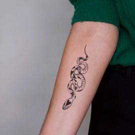 Heart Pattern Snake Semi Permanent Temporary Tattoos
