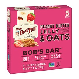 Bob's Red Mill Peanut Butter Jelly & Oats Snack Bar - 5 Bars (Pack of 1) - Gluten Free, Non-GMO, Whole Grain