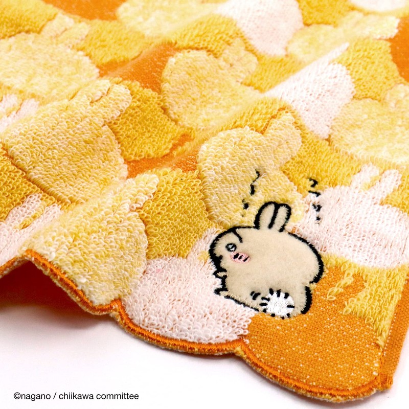 Chiikawa 41-1060080 Towel Handkerchief, Yellow, Pile Scara, Cute, Approx. 9.8