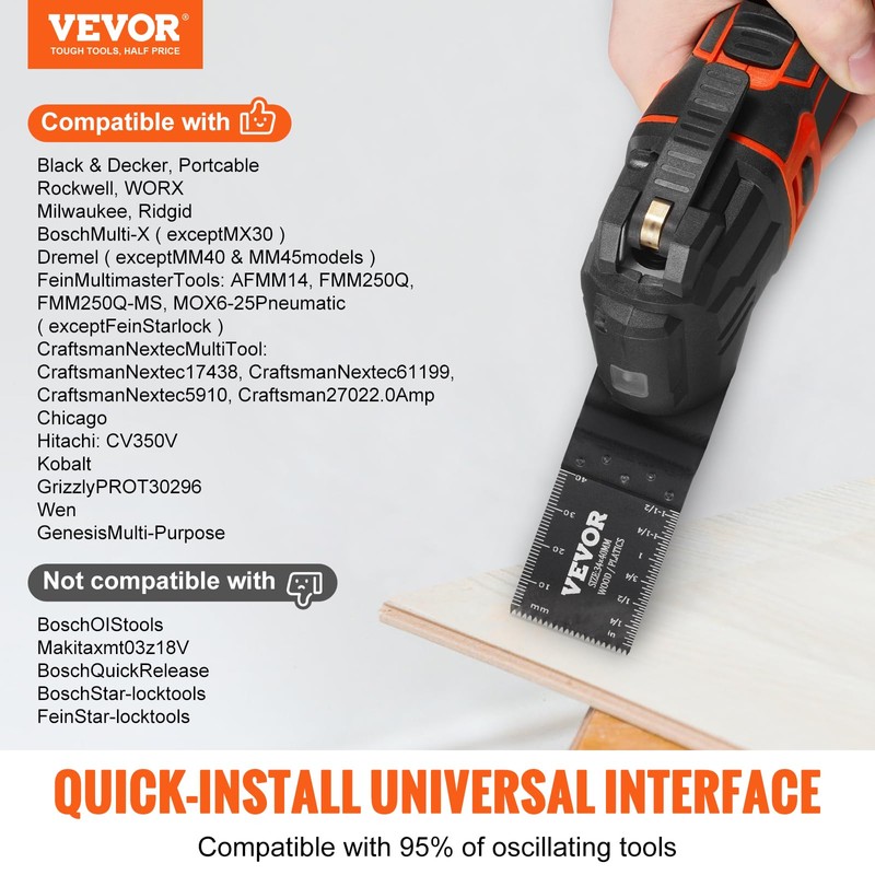VEVOR 50PCS Oscillating Saw Blades, Universal Quick Release Oscillating Saw