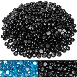 LEIMO KPARTS 10 lbs Fire Glass Beads Black for Propane Fire Pit, 1/2-Inch Reflective Gas Fireplace Glass Rocks Stones for Fire Pit Table