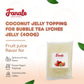 Fanale Coconut Jelly Topping nata de coco for Bubble Tea 400 g | Lychee Jelly | for Boba Tea, Smoothies, Slushes, Desserts 400g