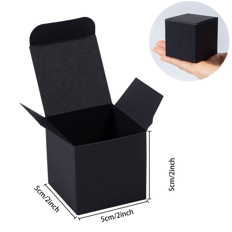 NIGNYA Black Gift Boxes 2x2x2 inches, 200 Pack Small Kraft