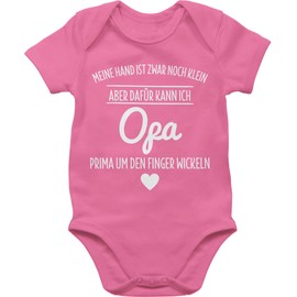 Shirtracer - Baby Bodysuit Boy Girl - Sayings - Wrap Grandpa Around Your Finger, 2 Pink