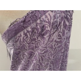 wowfabric4less123 Lavender Silk Chiffon Velvet Burnout Scarf  40”x40” Wide