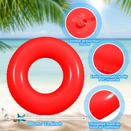 JellyArch 6 Pcs Inflatable Pool Floats 24 Inches Swim Tube Bulk for Kids and Adults Swimming Ring Pool Floaties for Beach Party Decorations Teenager River Lake Summer Vacation Holiday (Red)