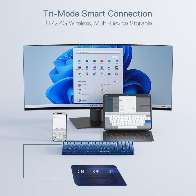 Redragon K656 PRO 3-Mode Wireless RGB Gaming Keyboard, 100 Keys