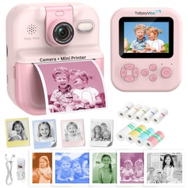Kids Instant Print Camera with App & Bluetooth, Mini Printer Camera, AI Creative Printing, Prints in 5 Mono Colours, 180° Rotating Selfie Lens, 48MP, 1080P HD, Gift for Boys & Girls Age 6+ (Pink)
